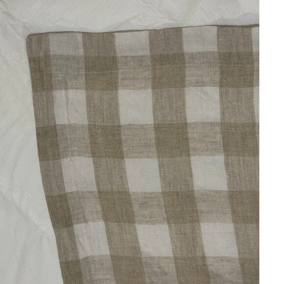 Tan White Check Linen Table Runner 17x100 inches Cottage Core Farmhouse Country - Picture 4 of 7